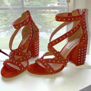 Steven Madden Rust Colored Studded Heel Sandals